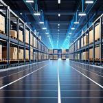 A dynamic supply chain with data streams flowing, AI-powered predictive analytics dashboard, and diverse global logistics network, illustrating SCM innovation in a rapidly changing market.