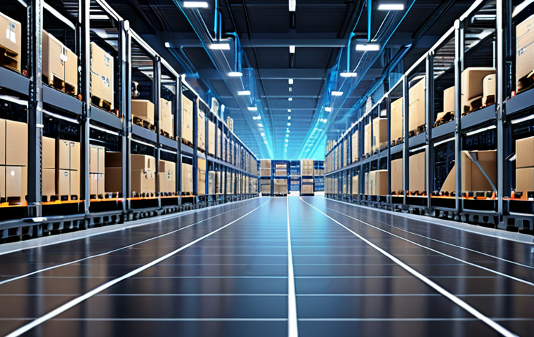 A dynamic supply chain with data streams flowing, AI-powered predictive analytics dashboard, and diverse global logistics network, illustrating SCM innovation in a rapidly changing market.