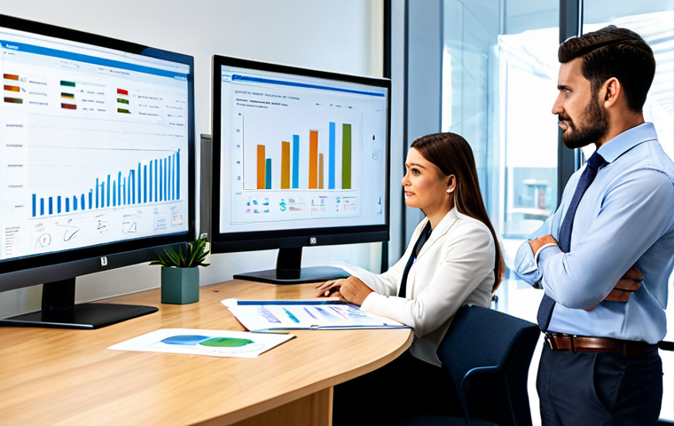 Collaborative SCM Data Analysis**
A diverse team of professionals collaboratively analyzing data dashboards in a brightly lit, modern office. They are reviewing charts displaying SCM metrics related to production, inventory, and sales. Everyone is fully clothed in appropriate business attire, exhibiting positive expressions and engaging in active discussion. The scene emphasizes transparency and data-driven decision-making for continuous improvement. Safe for work, appropriate content, fully clothed, professional, perfect anatomy, correct proportions, well-formed hands, natural body proportions, professional setting.
**