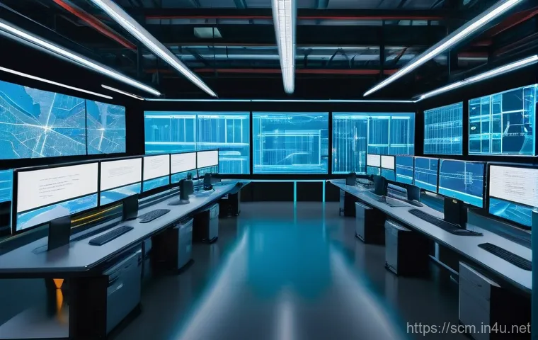 SCM와 혁신적인 공급업체 관계 - **Prompt:** A vibrant, futuristic control room showcasing a hyper-efficient, AI-driven supply chain ...