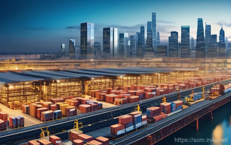 SCM 전문가 인터뷰 시리즈 - **Prompt 1: Global Interconnected Supply Chain Resilience**
    "A wide-angle, cinematic shot depict...