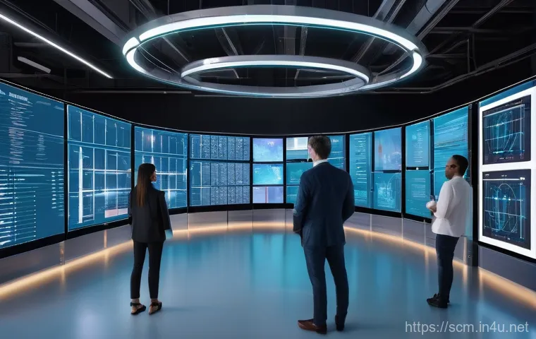 공급망관리와 제조 혁신 사례 - **Prompt 1: AI and Blockchain Transforming Supply Chain**
    A futuristic, brightly lit warehouse o...
