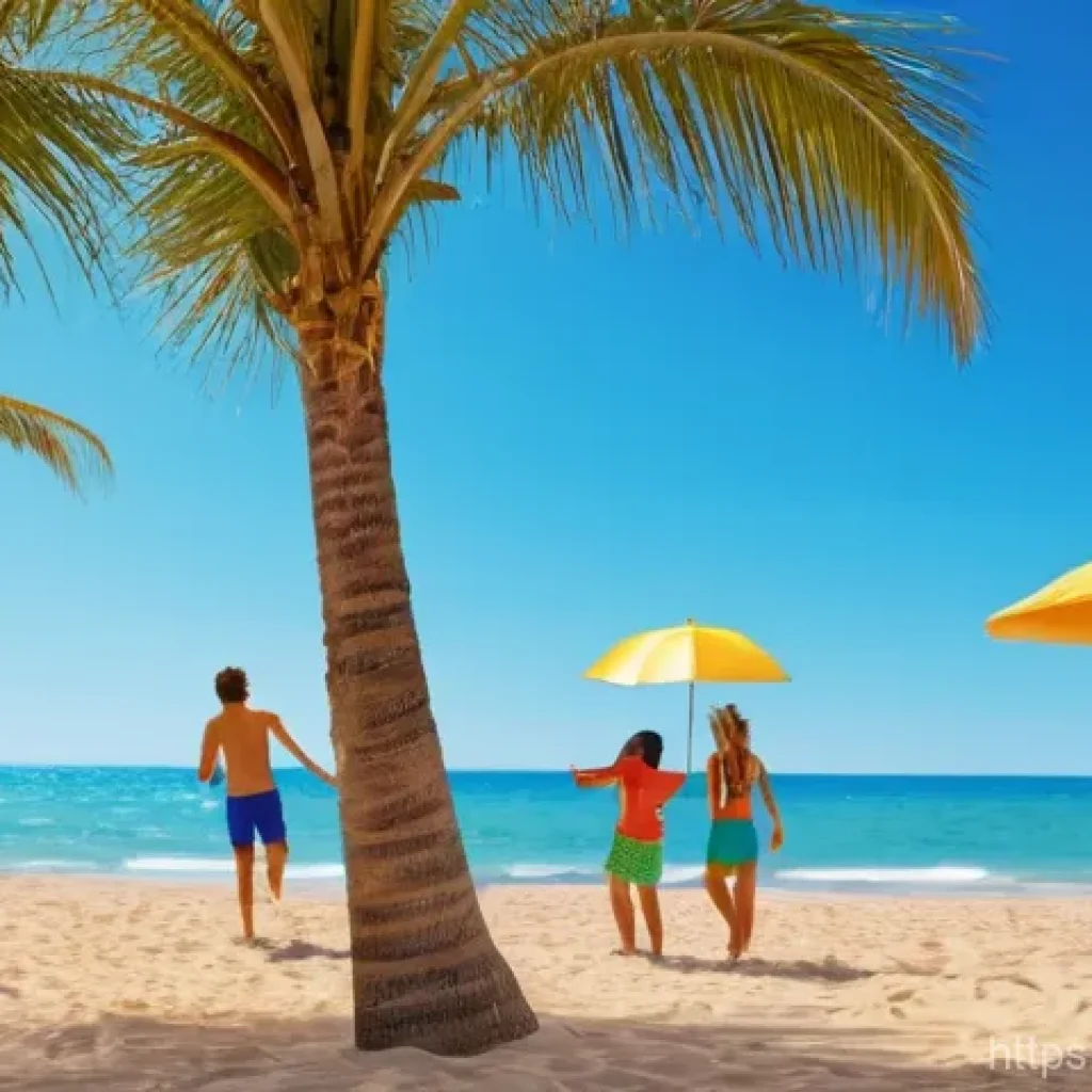 SCM 실무에서의 협업 기술 - **Prompt 1:** A vibrant, sun-drenched beach scene with a group of friends, aged late teens to early ...