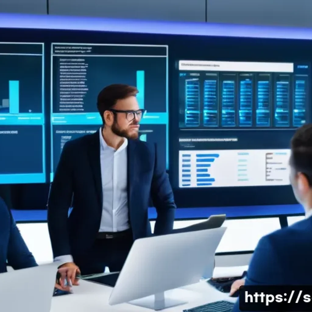 SCM 실무에서의 창의적 문제 해결 - A modern supply chain management (SCM) control room filled with diverse professionals collaborating ...