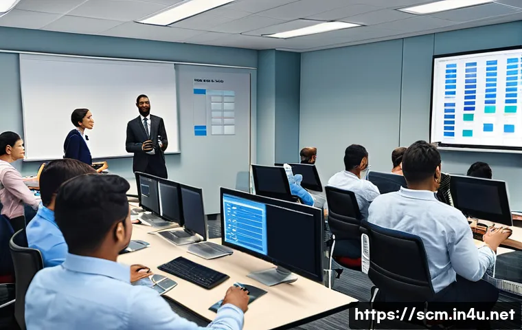 SCM 자격증의 장점과 실무 활용 - A professional business training classroom focused on SCM (Supply Chain Management) certification, f...