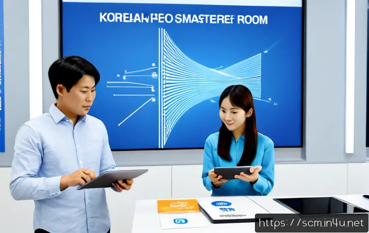 공급망관리의 디지털 전환 사례 연구 - Photorealistic modern supply chain control room, diverse operations manager standing beside a large ...