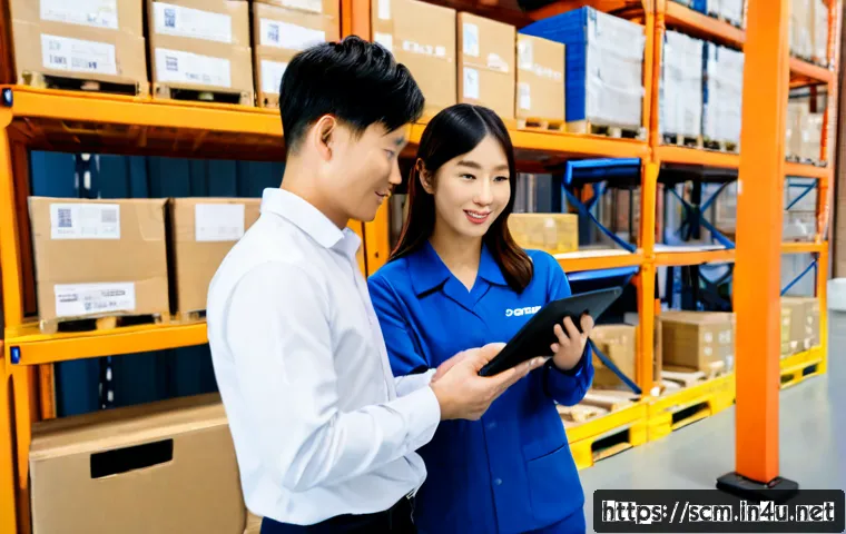 Home 17 공급망관리 분야 해외 취업 기회 - Photorealistic international supply chain career scene, confident logistics professional reviewing a...
